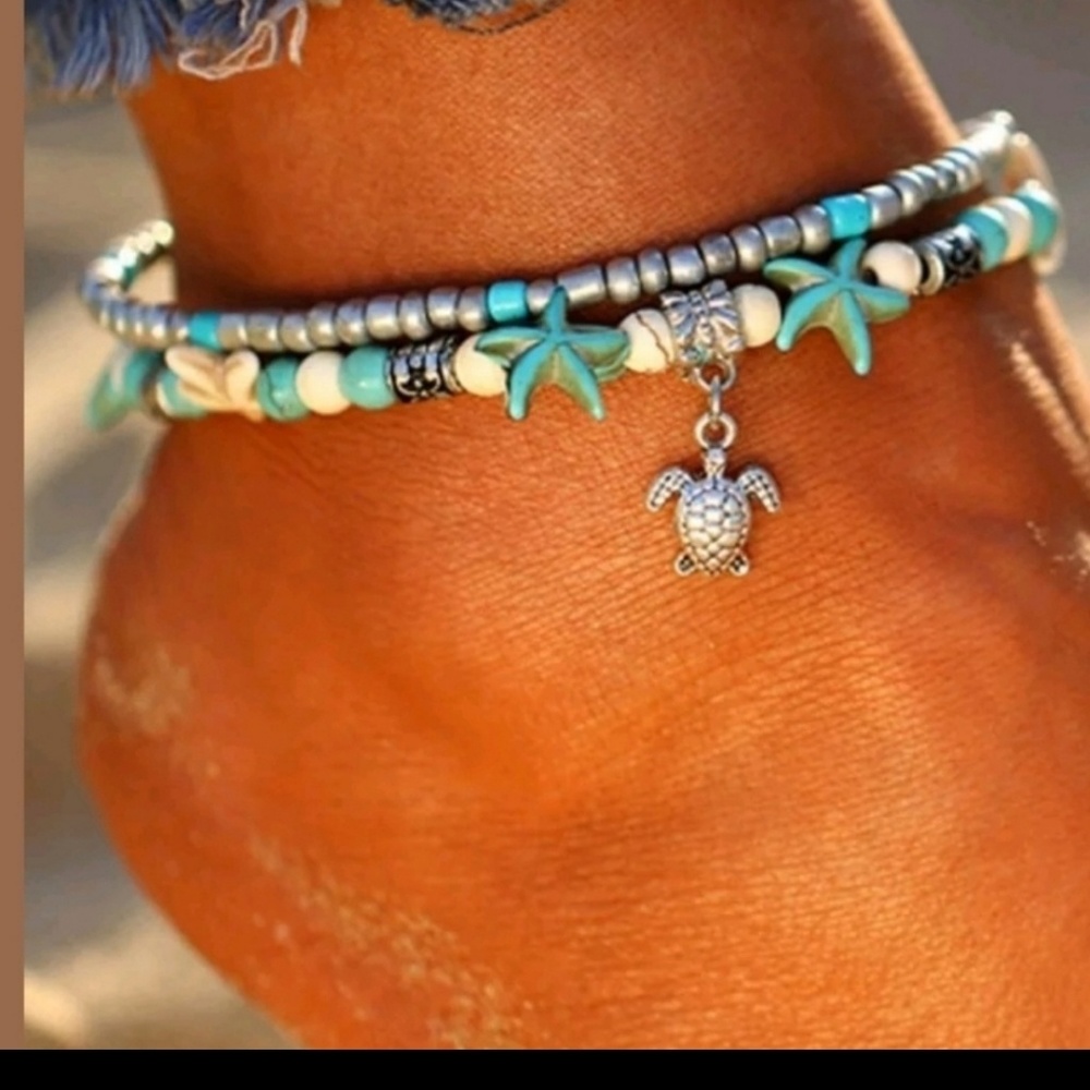 Turtle and Starfish anklet - Picture 1 of 2